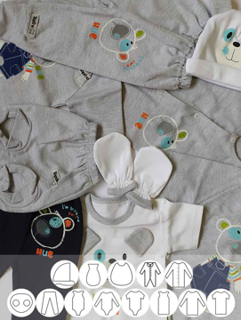 تصویر از پوشاک اولیه نوزاد (برای هر سایز حداقل دو سرویس )